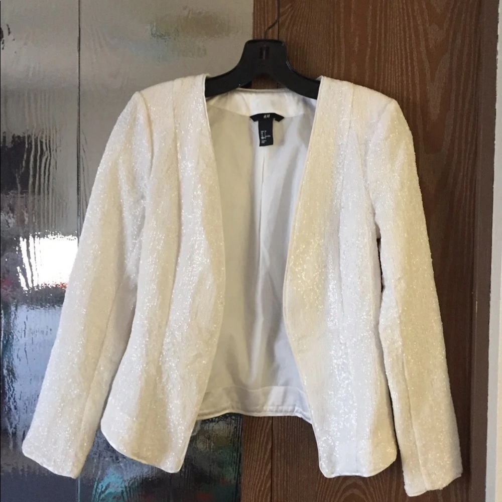 White sequin blazer